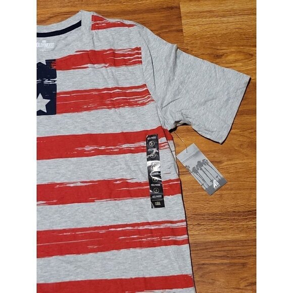 NWT Hollywood The Jean People‎ Size M Gray Flag Tee Shirt - Picture 2 of 5